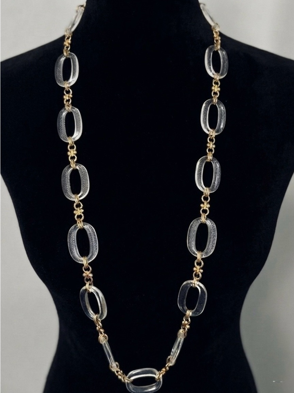 Talbots Clear Lucite Chunky Link Statement Necklace; NWT & Orig Box